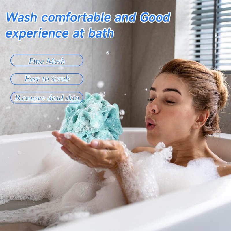Luffa Loofah Sponge Shower Loofahs 50g Shower Bath Sponges Exfoliating Mesh Pouf Mesh Balls for Body Wash Back Scrubber Bathroom Men Women Soft Scrubber Cleaning Bathing Accessories Tool (6Colors)