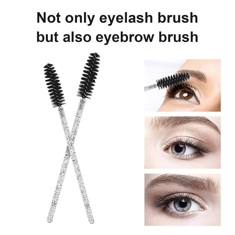 CHEFBEE Disposable Eyelash Brush Kit - 100PCS Mascara Wands for Eyelash Extensions & Eyebrows | Black Container