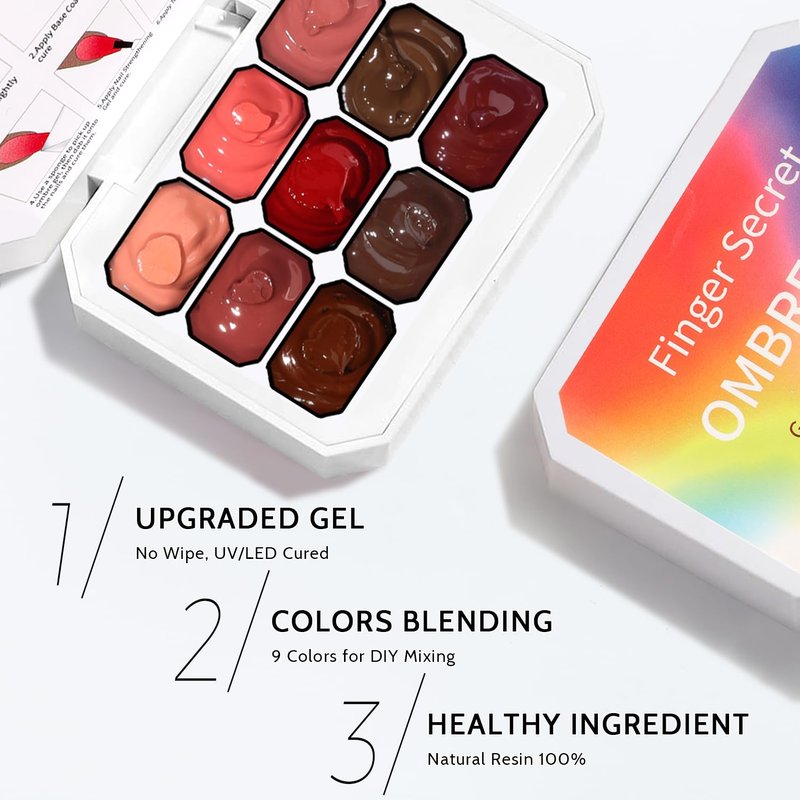 Karroy Sponge Pat Paint Nail Gel, 9 Colors Ombre Nails Gradient Gel Nail Blush Blooming Aura Nails Drawing Stripper Floral Painting Nail Art, No Wipe, UV/LED Curing (9 Colors E)