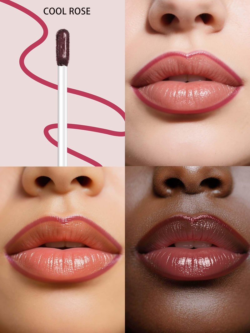 QCMME Lip Stain Peel Off Lip Liner Stain with Tweezer, Long Lasting Matte Lip Tint Tattoo, Highly Pigmented Color Lip Makeup, Waterproof Lipstick, Transfer-proof Lipstain for Women, Cool Rose