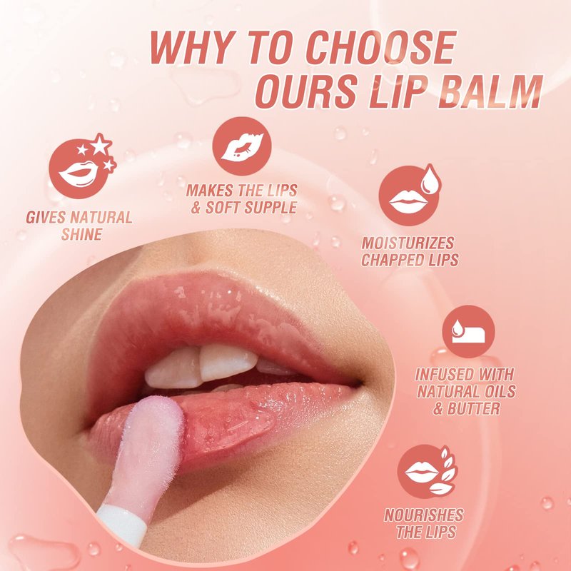 Mrettick Plumping Lip Oil 4 Packs Hydrating Lip Glow Oil Fruit Extract Lip Gloss Moisturizing Lip Balm and Tinting for Dry Lips