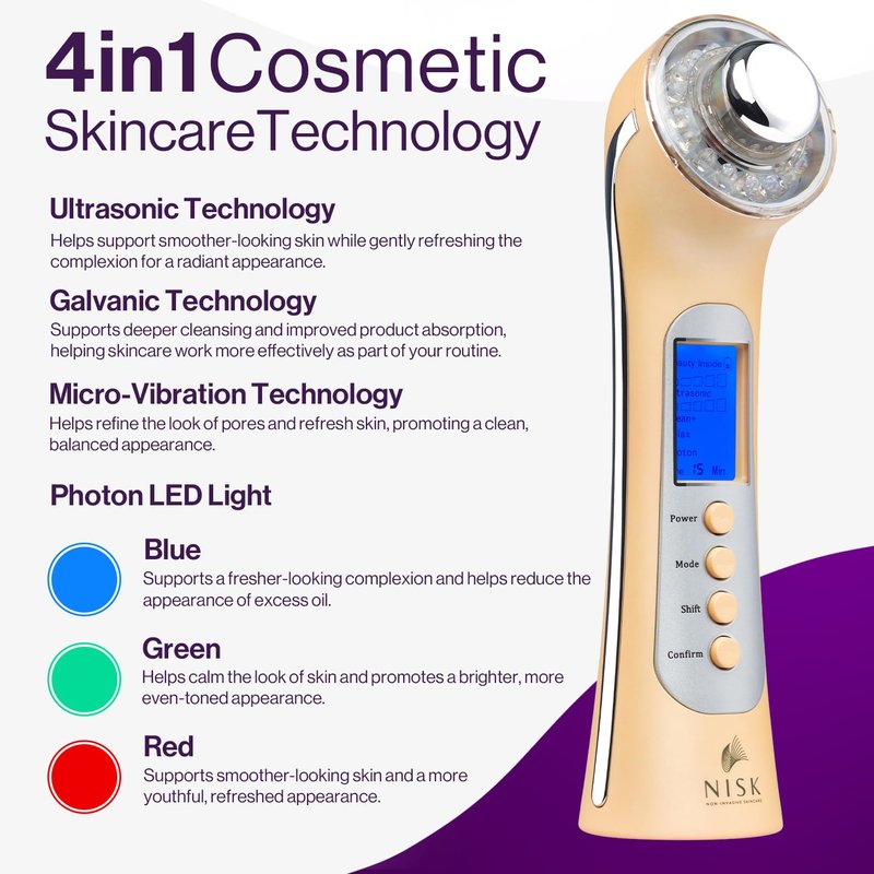 Nova 4-in-1 Cosmetic Skin Care Facial Wand – Home Use Beauty Device, Face Massage & Galvanic Ion Technology for Radiant-Looking Skin
