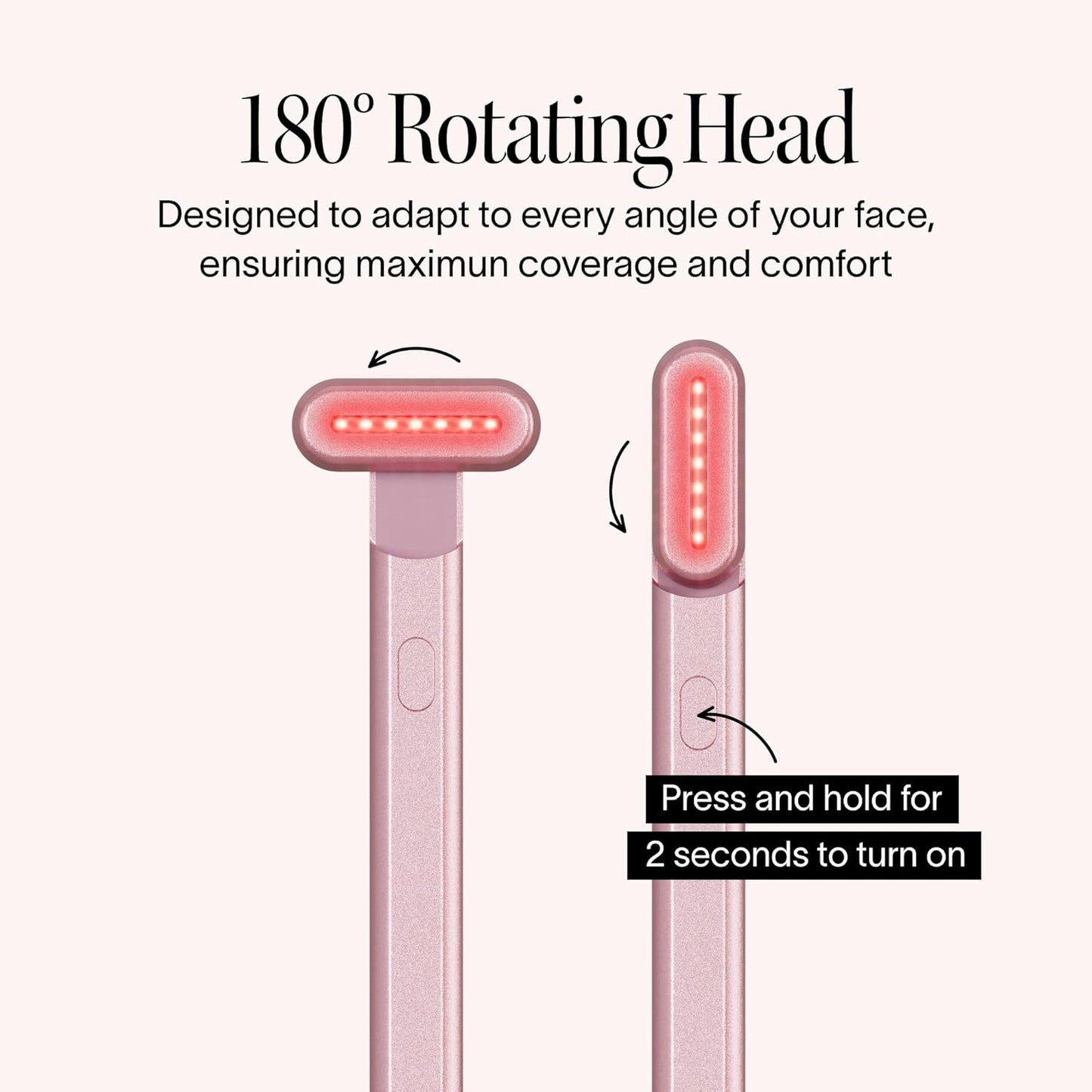 Solawave 4-in-1 Red Light Therapy Wand - Anti-Aging Beauty Device for Face & Neck | Galvanic Massager & Warmth (Rose Gold)