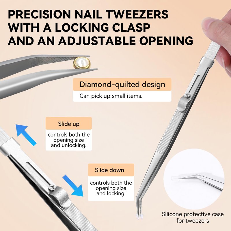 ESUOHYM 9 PCS Rhinestone Picker Tool Set, Reusable Rhinestone Wax Pencil for Bedazzling Gem Picker Up Tools Rhinestone Tray Adjustable Tweezers With Silicone Press Heads, Nail Art Tools for Diy Design