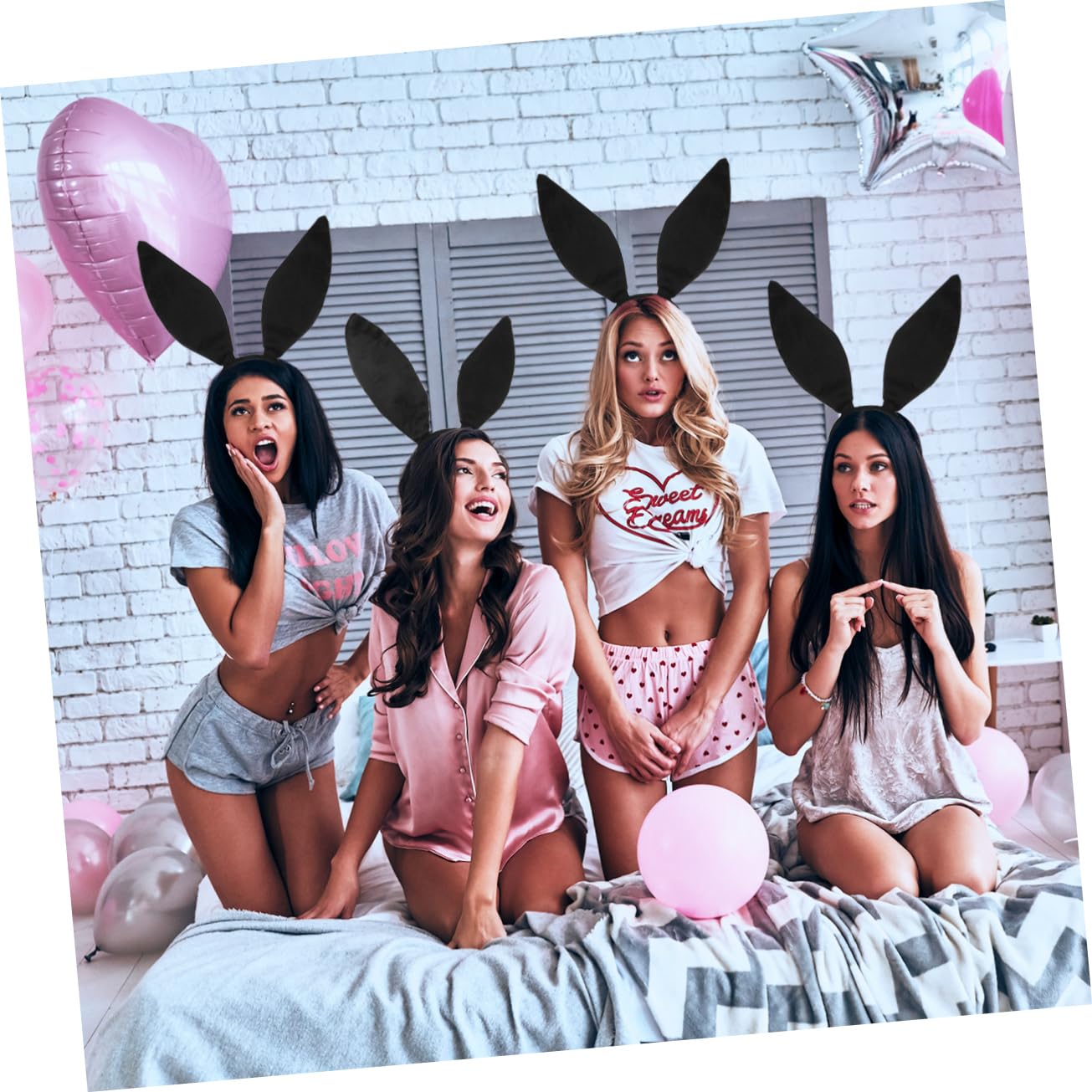 Uonlytech Ears Headband for Women, Black Rabbit Ear Hair Band Easter Rabbit Ear Hair Accessories for Girls Party Costume
