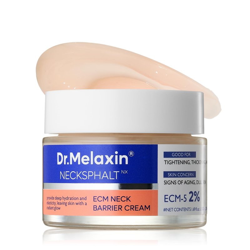 Dr.Melaxin Necksphalt Firming Cream with ECM-5 20,000ppm, Firming & Lifting Neck Cream for Wrinkles & Sagging Skin, Ceramide & Collagen for Elasticity & Radiant Glow, 1.76 fl.oz
