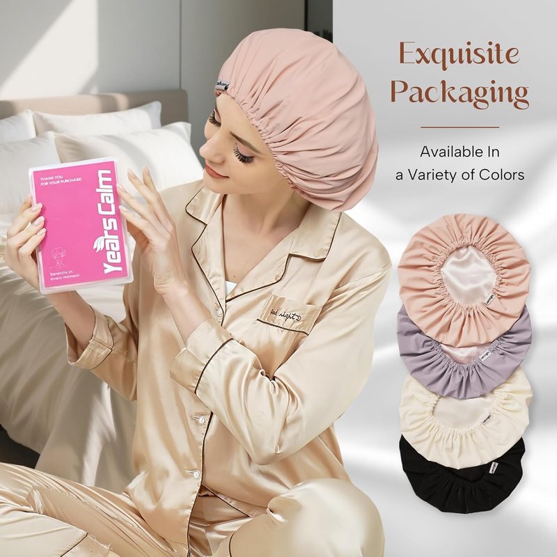 Reusable Waterproof Shower Cap for Women - Double-Layer Hair Protection | Light Pink, One Size