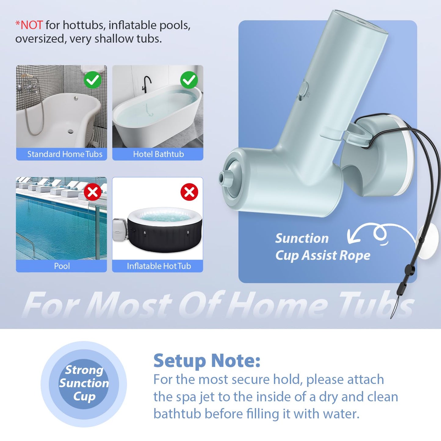 Bath Jets for Tub with 2 Powerful Speeds, 60 Mins Runtime, Rechargeable Bubble Machine Home Bathtub Accessories for Spa, Stress Relief, Muscle Relaxing, Gifts for Women Bath Lover