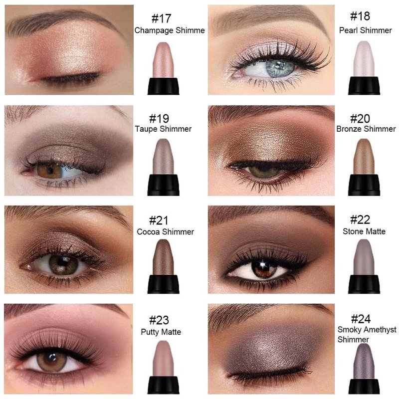 Skiennix 8-Piece Cream Eye Shadow Brightener Stick Set - Shimmer & Matte Shades for Mature Skin