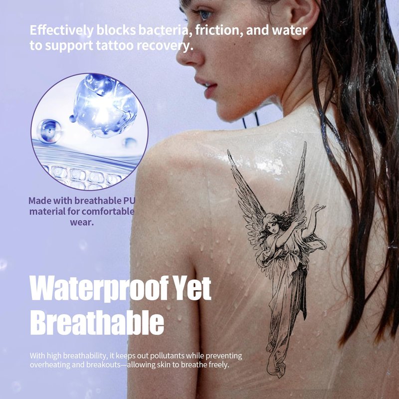 Mast Tattoo Second Skin Tattoo Cover Ultra Large Roll - Thin 8" x 11 Yard Waterproof Transparent Film for Tattoo Aftercare Initial Healing & Skin Protection Breathable Adhesive Bandage Wrap