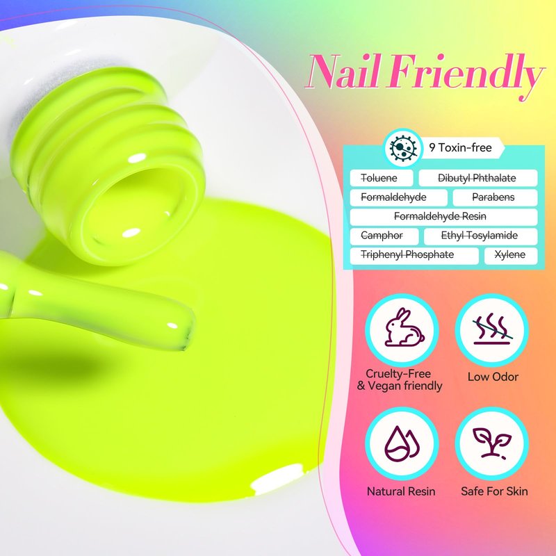 Born Pretty Gel Nail Polish Spring Summer Neon Fluorescent Orange Hot Pink Blue Yellow Green Purple Soak Off U V LED Gel Nail Polish Set Nails Art 7ml 6pcs