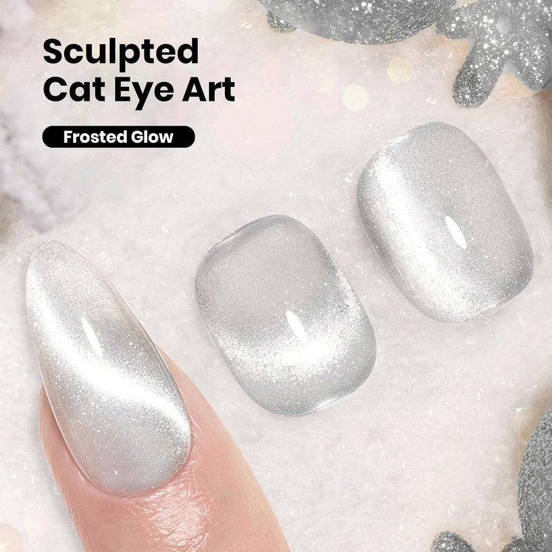 Beetles Silver Cat Eye Gel Nail Polish - 15ML Frosted Glow Glitter for Stunning DIY Manicures | Soak Off UV Velvet