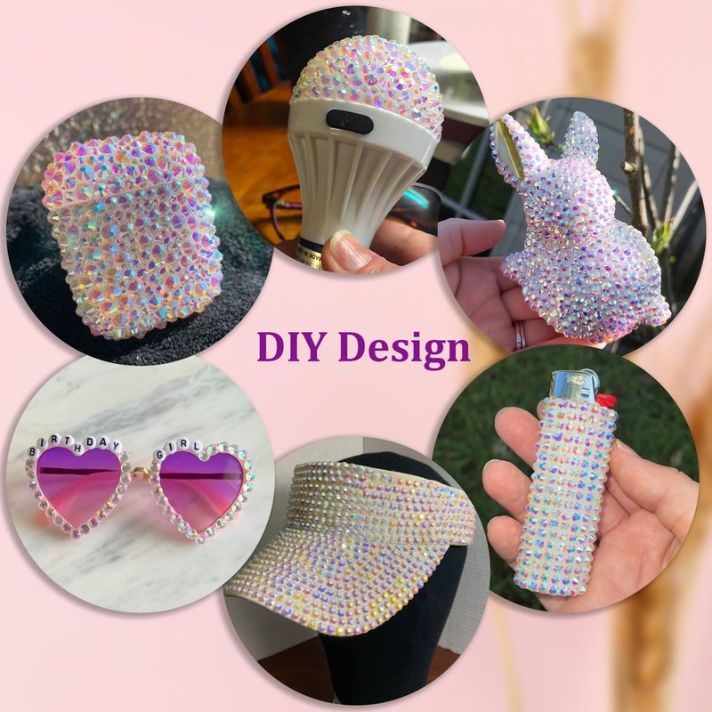 Resin Jelly Rhinestones - 16000 Pcs Transparent AB Flatback Gems | Includes 3 Pcs 10ml B7000 Jewelry Glue for DIY Crafts