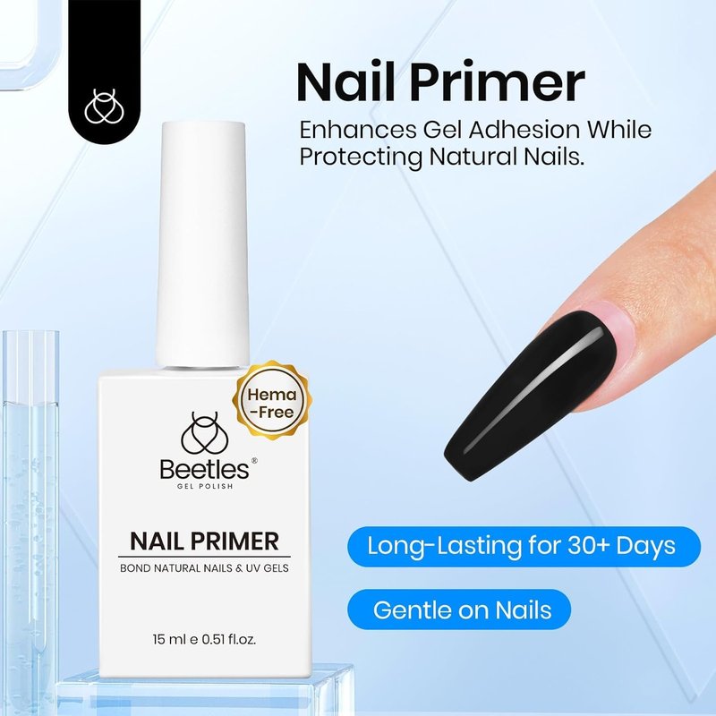 Beetles Gel Top Coat & Base Coat Set - 15ml Professional Nail Prep with Acid-Free Primer & Dehydrator