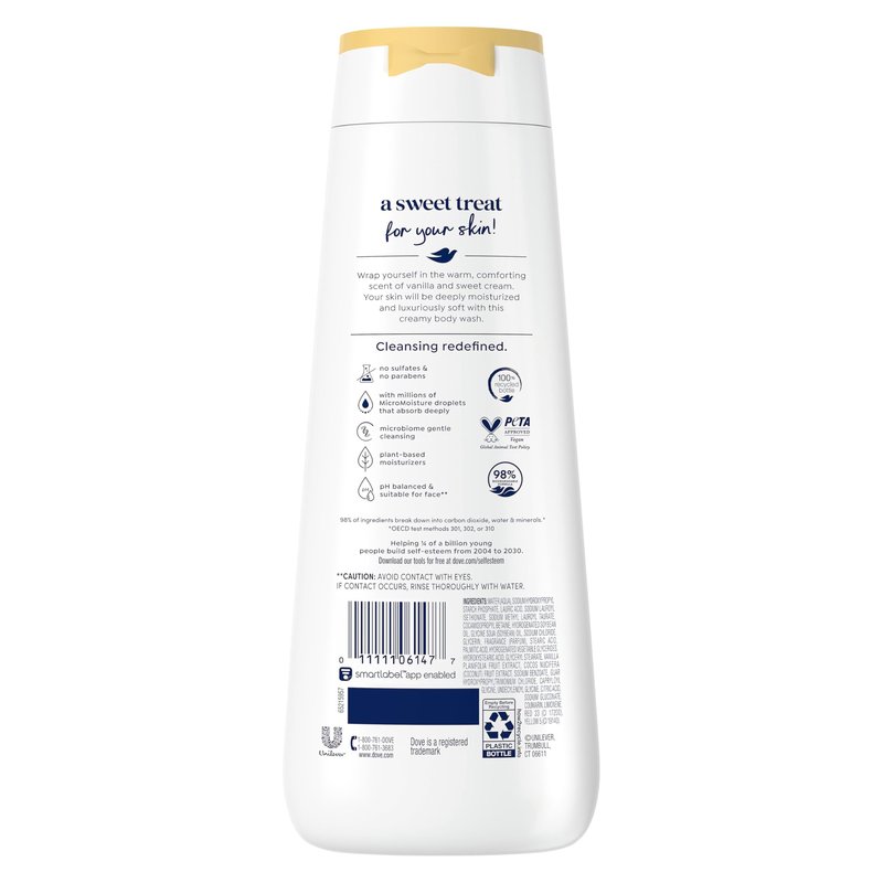 Dove Vanilla Body Wash for Deeply Moisturized & Hydrated Skin 20 FO