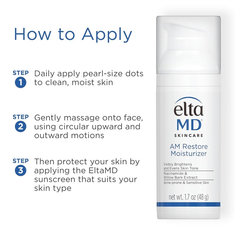 EltaMD AM Restore Face Moisturizer - Lightweight Cream with Niacinamide & Hyaluronic Acid for All Skin Types
