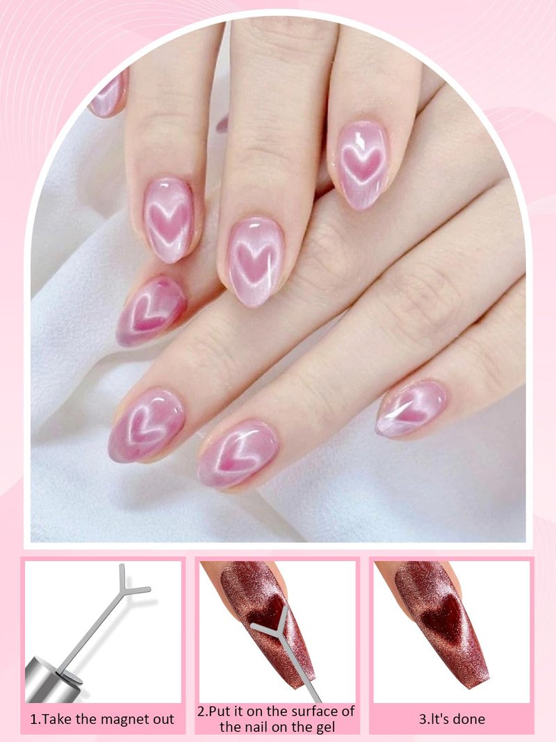 54PCS Cat Eye Nail Magnet Set, EBANKU Cat Eye Gel Nail Polish Magnet for Nails, 3 IN 1 Magnets for Cat Eye Gel Polish, Cat Eye Magnets Sticks Nail Design Tools Nail Art Accessories