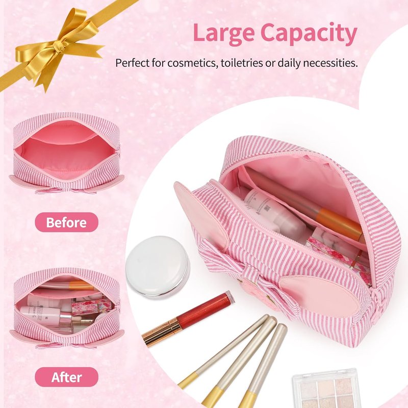 Skiennix Initial Makeup Bag - Cute Travel Cosmetic Organizer Pouch for Girls | Perfect Birthday Gift for Ages 4-15