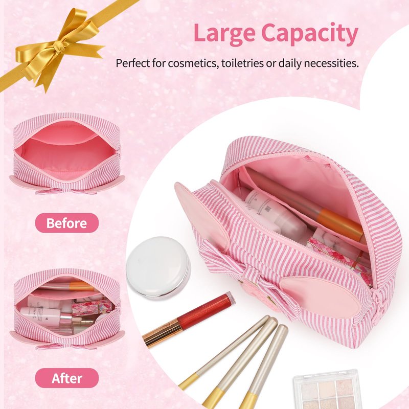Initial Makeup Bag for Girls, Cute Makeup Bag Small Cosmetic Bag Travel Make Up Organizer Pouch, Birthday Gifts for Girls 4 5 6 7 8 9 10 11 12 13 14 15 Years Old, Teen Girls Gifts Trendy Stuff