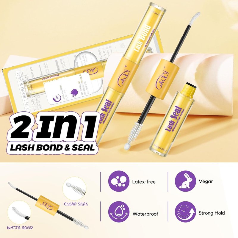 GAQQI Lash Bond and Seal | Black and White Adhesive for Long-Lasting Lash Extensions