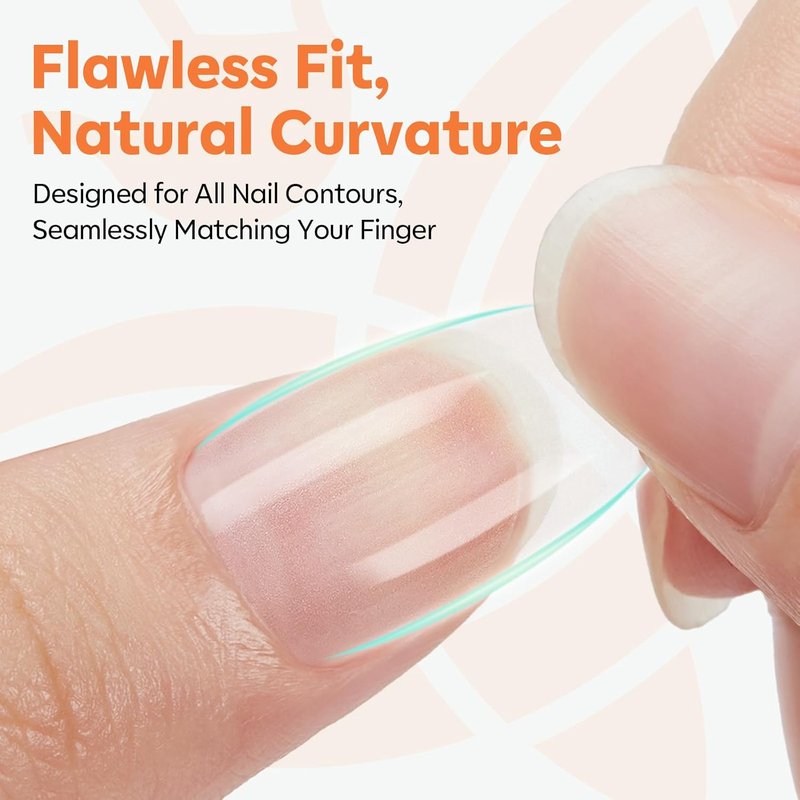 Short Almond Nail Tips - Pre-shaped Soft Gel Fake Nails | 216PCS Full Cover Press-On Extension Kit for DIY Manicure