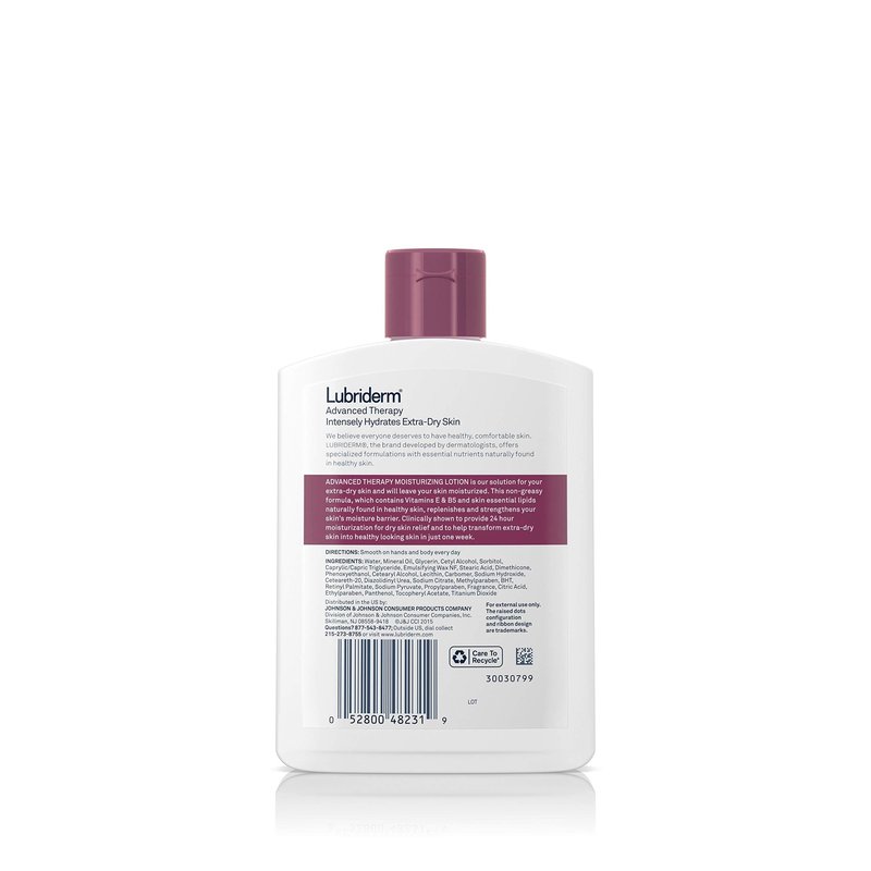 Lubriderm Advanced Therapy Moisturizing Lotion with Vitamins E and B5, Deep Hydration for Extra Dry Skin, Non-Greasy Formula, 6 fl. oz