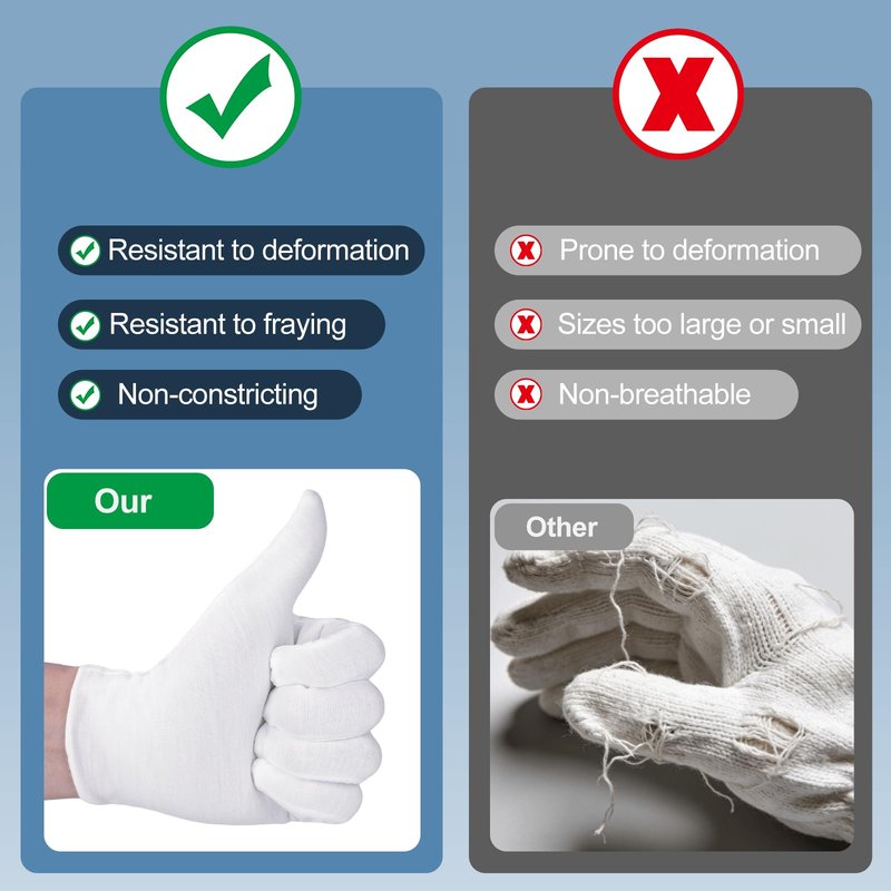 42-Pack White Cotton Gloves, for Dry Hands Sleeping Eczema Care and Night-Time Moisturizing, Unisex Soft Sleep Elastic SPA Glove Set, Jewellery Inspection, Arts Crafts, Wedding, Halloween Costumes