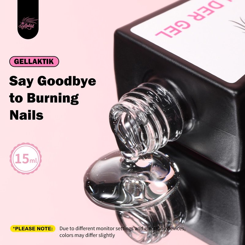 GELLAKTIK Builder Gel for Nails, 15ml 7 in 1 Builder Gel Nail Polish, LED Lamp Cured for Clear Rubber Base & Strengthener Extensions, Thickening, Repair, Salon-Quality DIY Manicure (Clear)