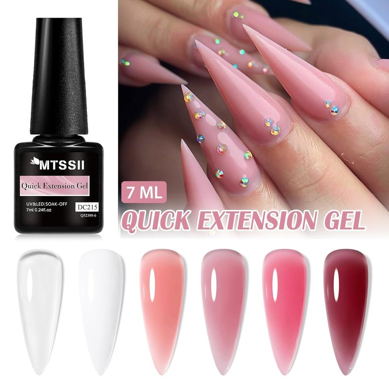 Builder Nail Gel Set - 9 Pcs Clear, White, Pink & Brown | Thickening Apex Strengthener for DIY Nail Extensions