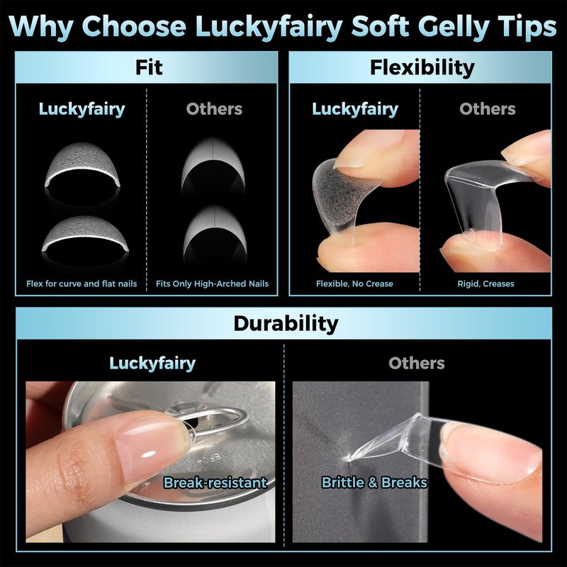 Almond Nail Tips - 360pcs Soft Gel Pre-Shaped Acrylic XS Fake Nails | Half Matte Full Cover Clear Press-On Tips for Home DIY Manicure