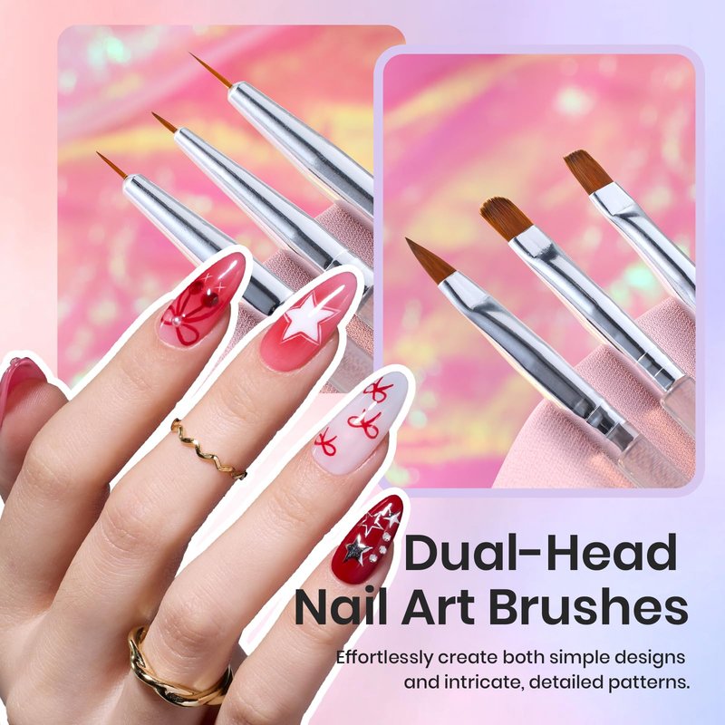 Beetles 31pcs Nail Art Brushes, Nail Art Pens, Dotting Tools, Dust Brush, Striping Liner Fingernail Drawing Pens with Palette Holder All in One for Starter Manicure Design Set