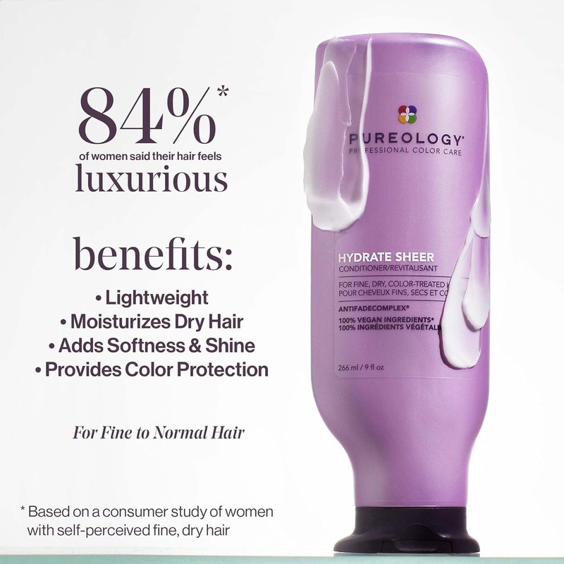Pureology Hydrate Sheer Conditioner - Lightweight Hydrating Conditioner For Fine, Dry, Color-Treated Hair