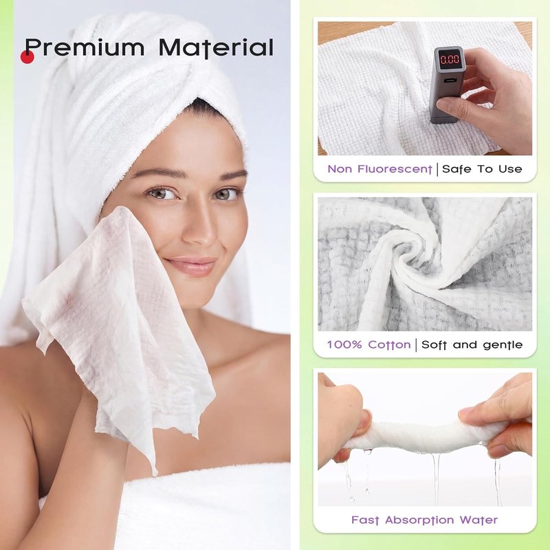 Compressed Towels - 280 Pcs Portable Travel Wash Cloths | Quick Absorbent Cotton, 9.5x12 Inch for Camping & Hiking