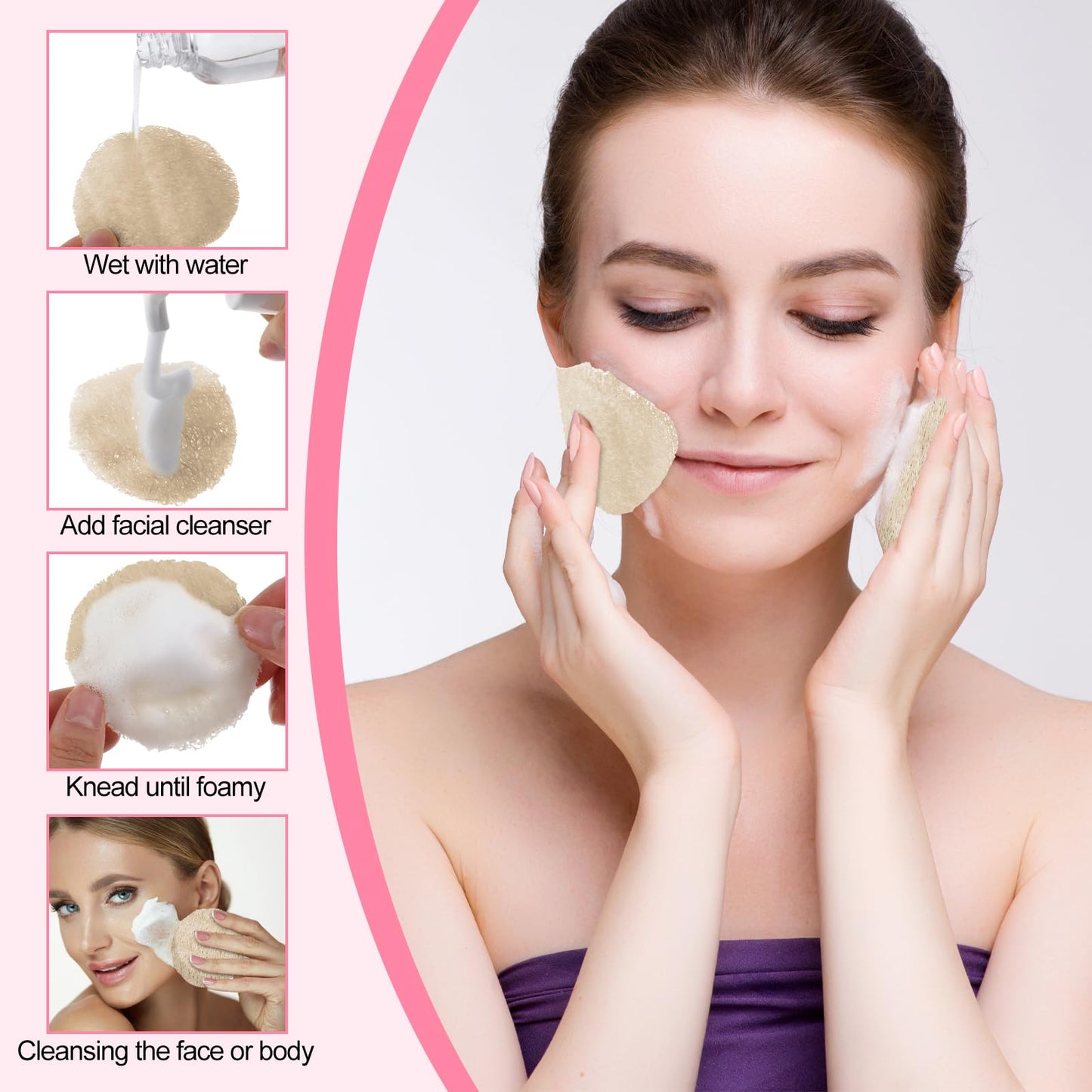 Bokon 25 Pcs Loofah Exfoliating Face Pads 2.36 Inches Round Natural Loofah Sponge Body Face Scrubber Remove Dead Skin Facial Pad Bulk for Bath Shower Spa Skin Cleaning Women Men (Beige)