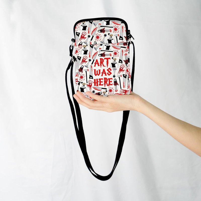 JXGZSO Horror Movie Lover Gift Clown Movie Cosmetic Bag With Zipper Art Was Here Halloween Themed Gift Clown Pouch Bag (Art Was Here Crossbody Bag)
