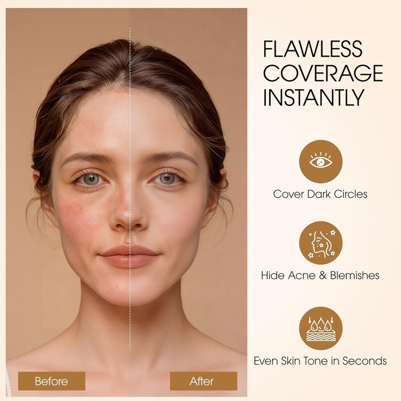 Skiennix Full Coverage Liquid Concealer - Double-Headed Waterproof Corrector for Dark Circles & Blemishes | Ivory 0.23 fl oz