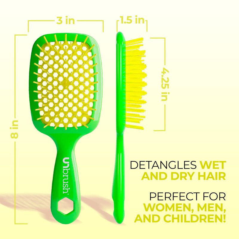 FHI Heat UNbrush Detangling Brush for Pain-Free Brushing on All Wet or Dry Hair Types — Durable DuoFlex Anti-Static Bristles, Lightweight Handle, Vented Hair Brush