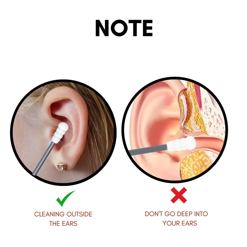 Portable and Reusable: Double-Tipped Silicone Swabs – for Cleanable Ear Care, Makeup, and Travel Essentials (Grey)