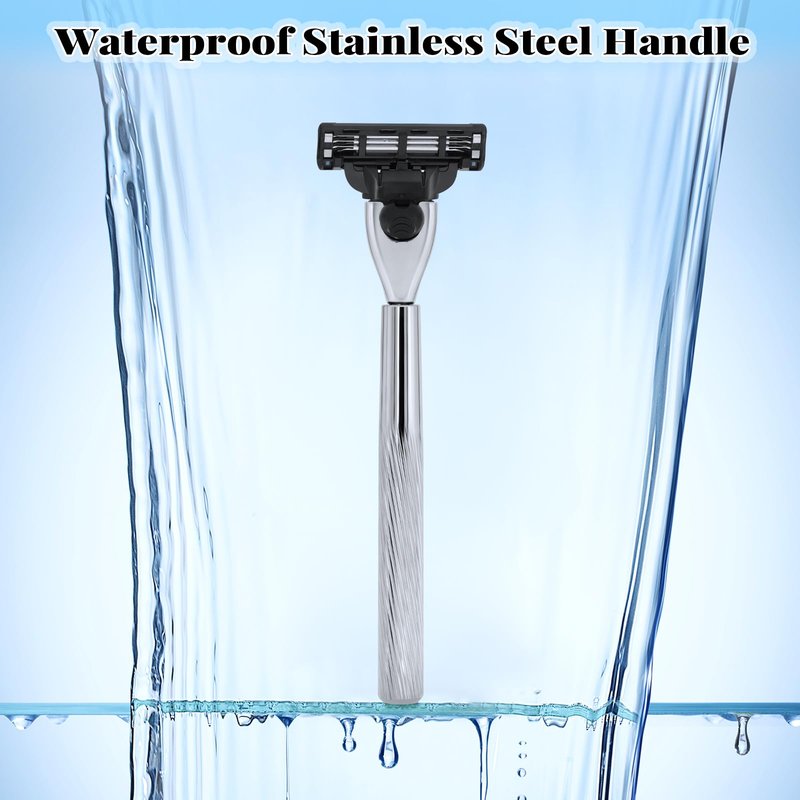Razor Handle Only Compatible with Gillette Mach 3- Ergonomic Metal Handle, Reusable for Superior Shaving(Handle Only,No Blades)