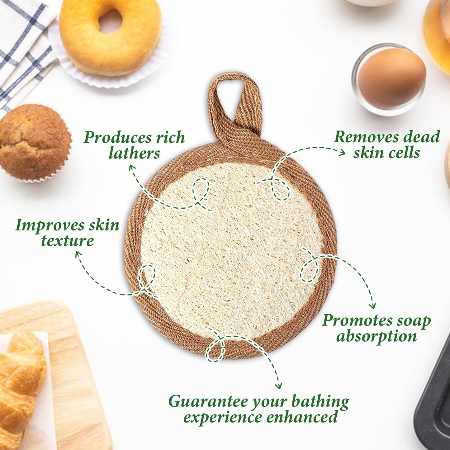 TIESOME 8 Pcs Exfoliating Face Scrubber, Gentle Shower Loofah Facial Scrubber Pads for Women & Men, Soft Face Exfoliator Pads for Deep Clean, Removes aDead Skin & Unclogs Pores, Reusable Sponge, Beige