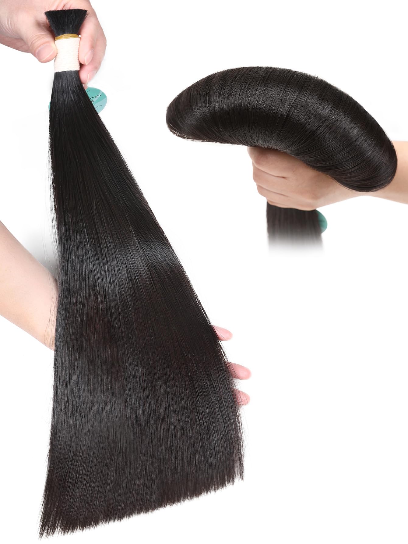 WIGNEE Bulk Human Hair for Braiding 100g – 100% Remy Human Hair Bulk No Weft No Track for Micro Beads I Tip Keratin Fusion Custom Extensions Natural Straight Salon Professional Hair（Natual Black）
