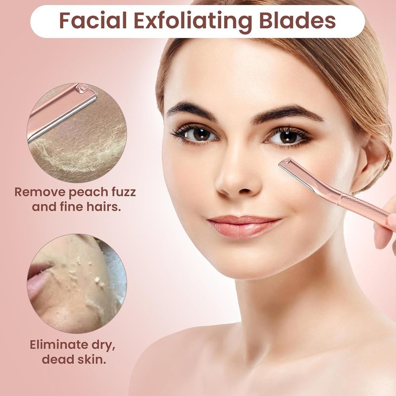 AIBRIT PRO Dermaplaning Tool - Professional Facial Razor for Peach Fuzz & Eyebrows | 12 Replaceable Blades, Silver