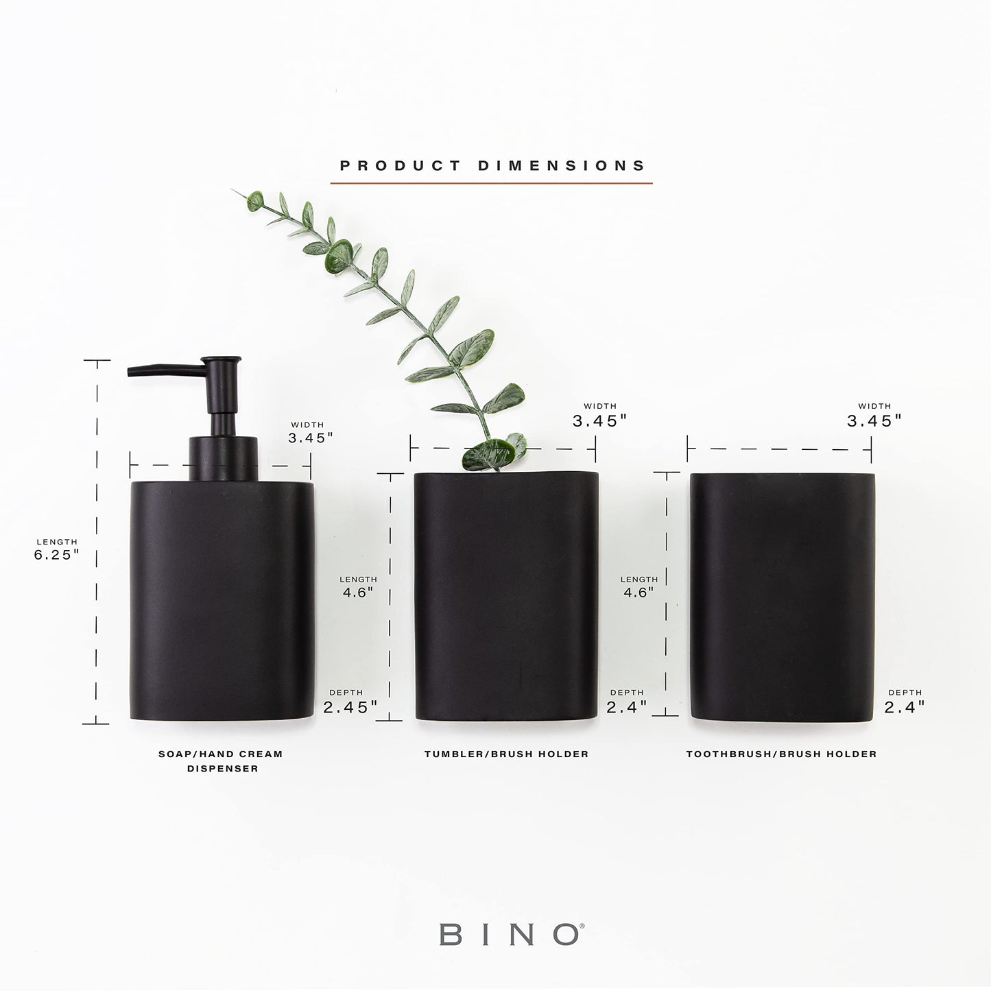 BINO | 3-Piece Bathroom Accessories Set | Stylish Soap Dispenser | Toothbrush Holder and Tumbler for Functional and Elegant Bathroom Decor | Bathroom Essentials | Bathroom Organizer Set & Decor