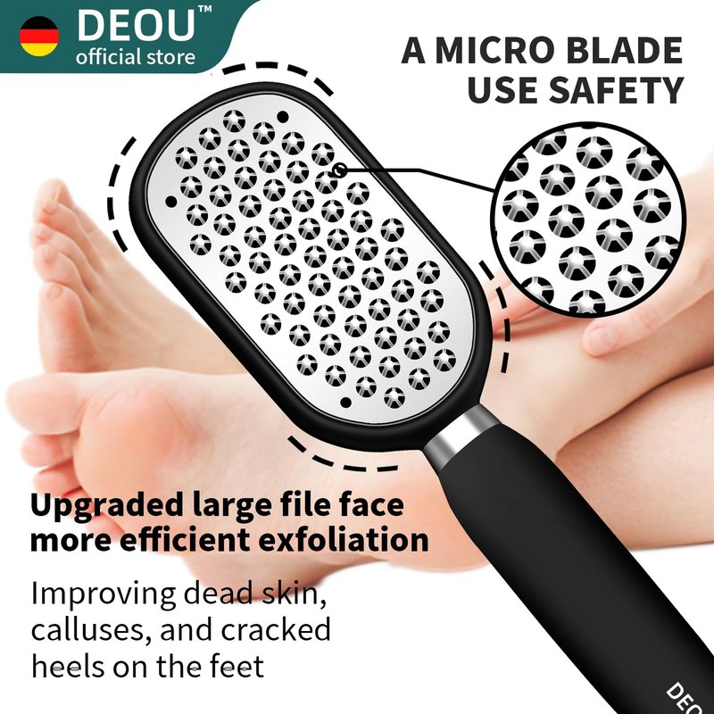 DEOU Metal Foot File SStainless Dead Skin Callus Remover for Dead Skin Professional Secure Foot Scrubber Heel Scraper Cracked Heels Repair Pedicure Tools for feet