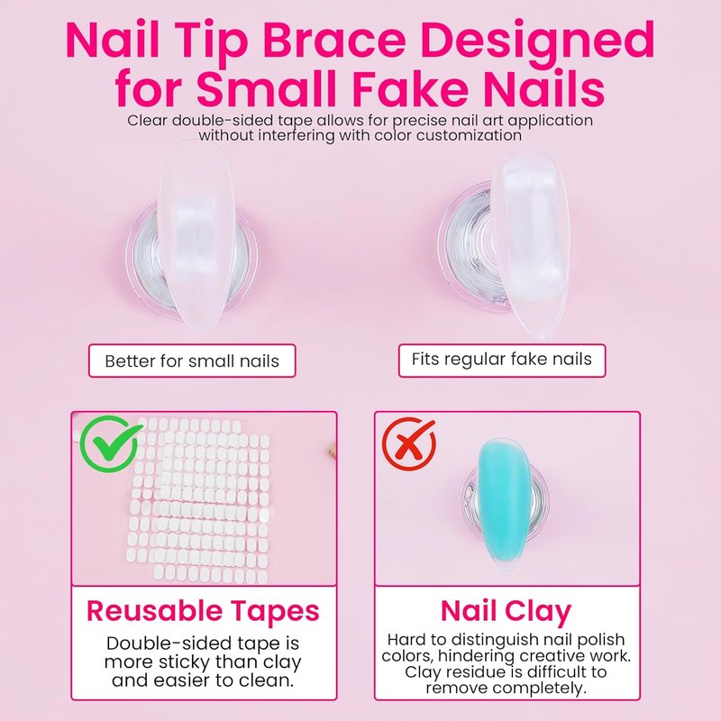 Skiennix Magnetic Nail Stand Kit - Strong Holder for Press-On Acrylic Nails | Includes 200 Double-Sided Tapes & Heart-Shaped Display