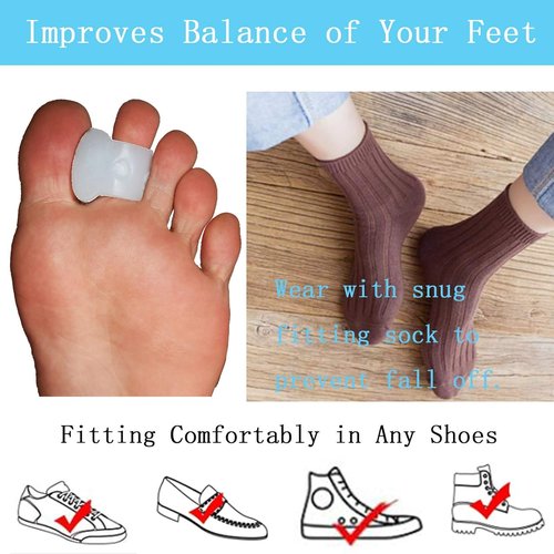 Pack of 12 Gel Toe Separator, (1/4" Thick) Big Toe Spacers, Single Loop Toe Spreader for Bunions, Overlapping Toe, Corrector and Spacer (Clear)