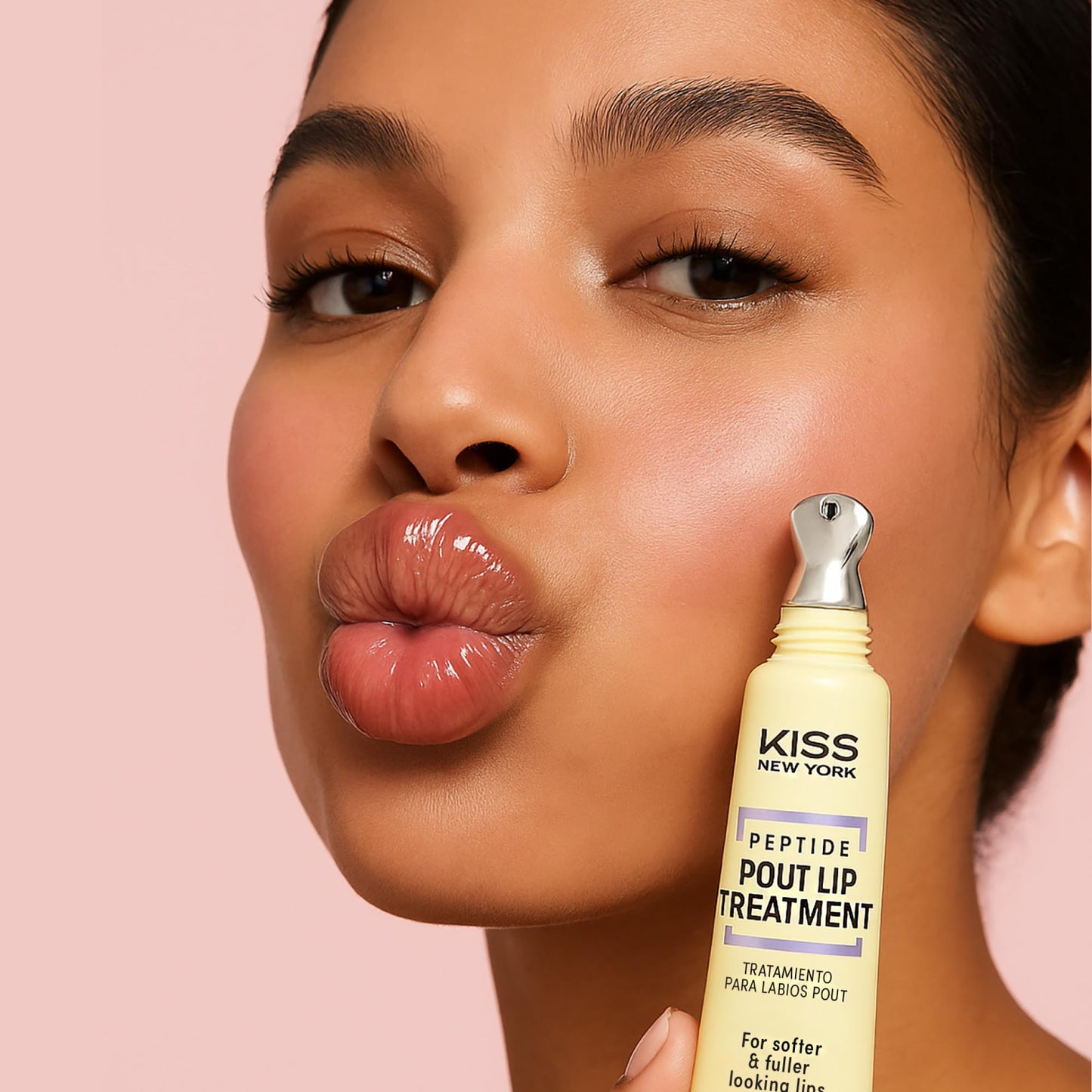 KISS NEW YORK Peptide Lip Treatment, Hydrating & Non-Sticky Plumping Balm, Shea Butter, Castor Oil & Squalane Reduces Look of Fine Lines, Softer & Fuller Lips with Cooling Metal Tip (Mint Clear)
