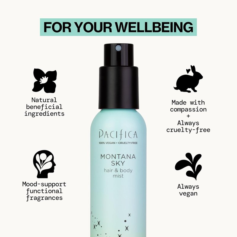 Pacifica Hair Mist Perfume - Montana Sky Body Spray for Women | Alcohol-Free, Vegan, 5 oz