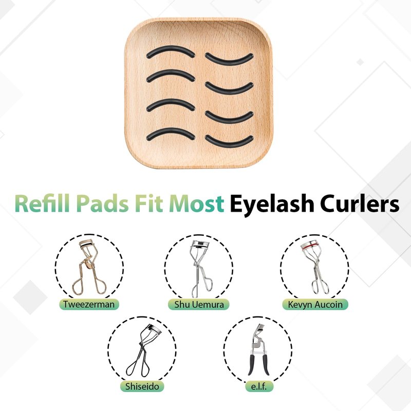 Eyelash Curler for Hooded Eyes,Euramerican,Asian, Jpanese C-curl, 2 Packs Eyelash Curler Refill Pads Compatible with Shiseido,Tweezerman,Shu uemura,Kevyn Aucoin,e.l.f