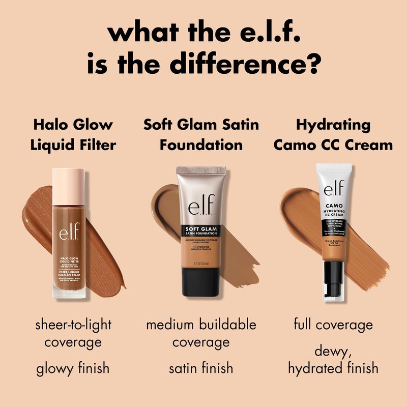 e.l.f. Soft Glam Foundation, Medium Coverage, Long-Lasting & Buildable Foundation For A Smooth, Satin Finish, Vegan & Cruelty-Free, 21 Light Neutral